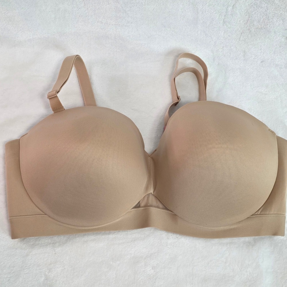 Cacique Comfort Bliss Strapless Bra Womens 40DDD Beige Multi-Way Lightly Lined